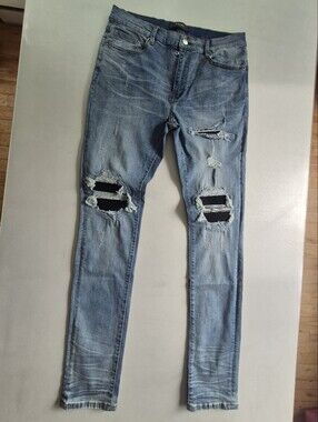 Amiri Men's Distressed Slim Fit Blue Jeans